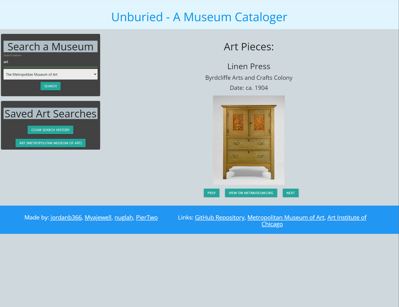 Unburied Museum Cataloger screenshot